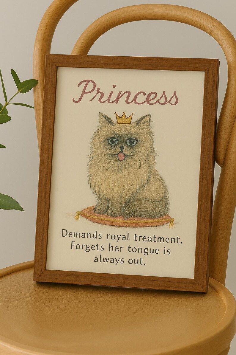 Custom Cat Portrait Cute Cat Poster Personalized Badly Drawn Pet Art ...