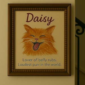 Custom Cat Portrait Cute Cat Poster Personalized Badly Drawn Pet Art Cat Lover Gift Hand Drawn Cat Wall Art Cat Pet Loss Gift Funny Cat