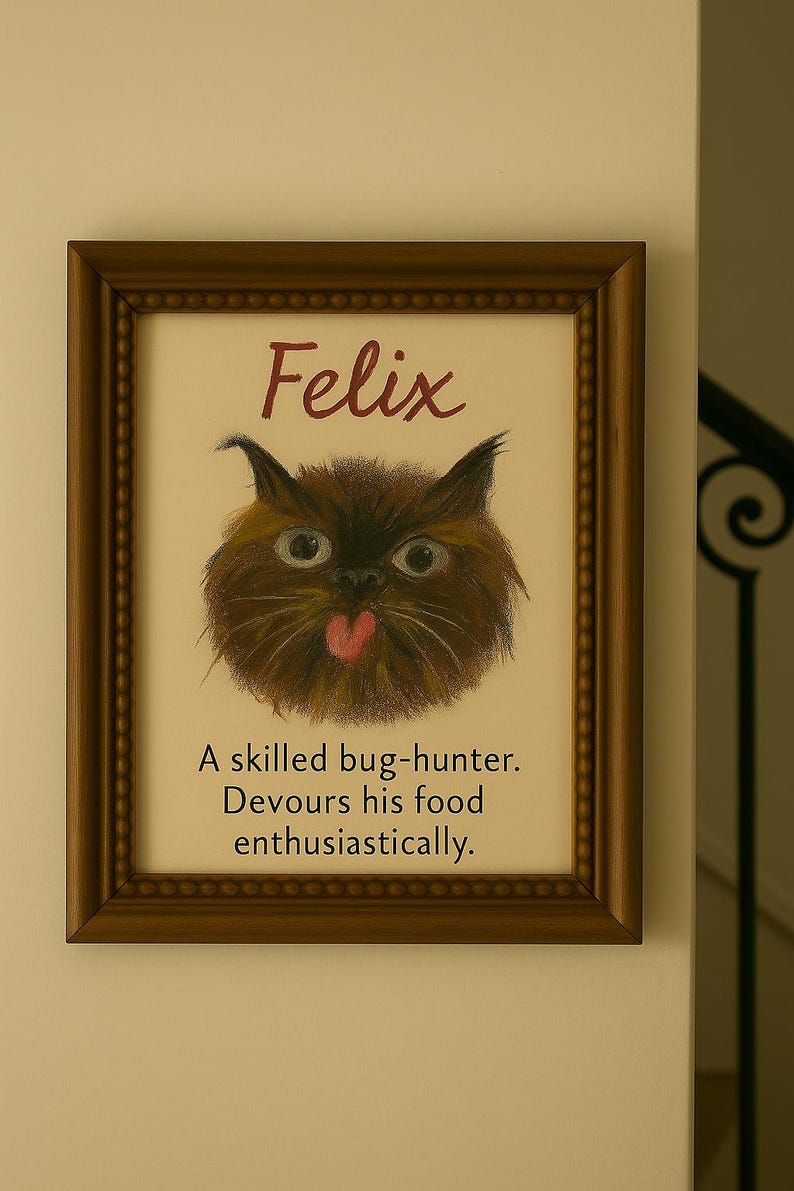 Custom Cat Portrait Cute Cat Poster Personalized Badly Drawn Pet Art ...