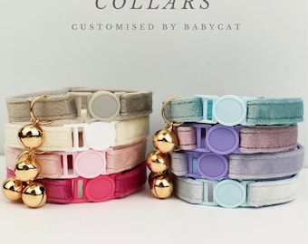 Personalized breakaway cat collar, bowtie leash set, custom engraved puppy name tag, cat collar with gold bell, female pet gift, luxury cat