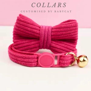 Green Custom Cat Collar with Bow & Bell, Personalised Kitten Collar Bow Tie for pet, Adjustable Luxury Soft Cat Collar