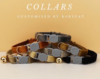 Personalized Plaid Cat Collar Bowtie, Engraved Kitten Collar