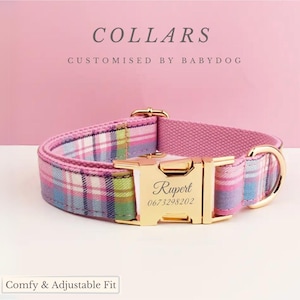 Pink Personalized Dog Collar Lead Bow, Puppy Collar for Wedding Gift, Luxury Pet Dog Collar for Small Dogs, Soft Puppy Collar Gift