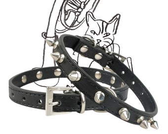 Black Studded Cat Collar, Studded Pet Collars, Unique Studded