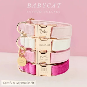 Pink Personalized Dog Collar Lead Bow, Puppy Collar for Wedding Gift, Luxury Pet Dog Collar for Small Dogs, Soft Puppy Collar Gift