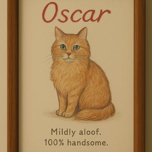 Custom Cat Portrait Cute Cat Poster Personalized Badly Drawn Pet Art Cat Lover Gift Hand Drawn Cat Wall Art Cat Pet Loss Gift Funny Cat