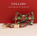 Personalized Christmas Plaid Cat Collar with Bowtie: Engraved Kitten Collar product logo