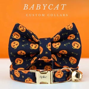 Ghost Pumpkin Halloween Day Kattenhalsband voor meisjesjongen, unieke verstelbare kittenkraag zilveren bel en gesp, griezelig vakantiecadeau kleine hond
