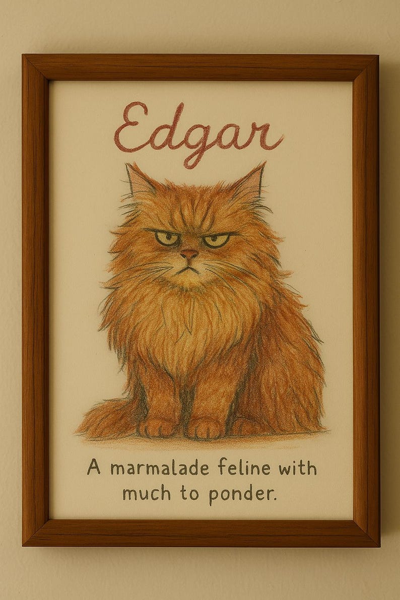 Custom Cat Portrait Cute Cat Poster Personalized Badly Drawn Pet Art ...