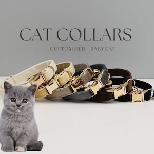 Gepersonaliseerde fluwelen kattenhalsbandset, gegraveerde kattenhalsband, gegraveerde gouden kattentag, handgemaakte luxe kattenhalsband voor puppyhalsband