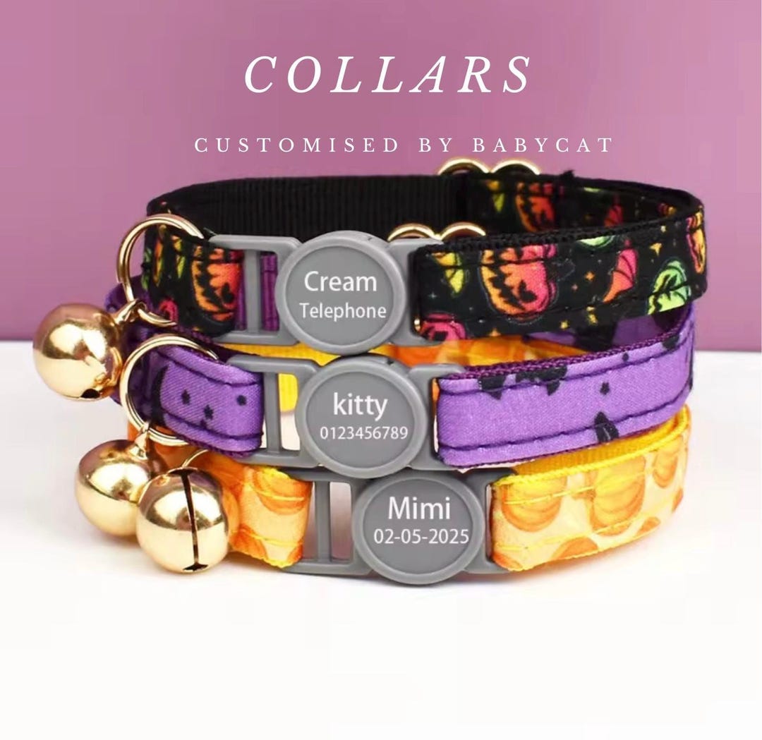 Personalized Plaid Cat Collar With Bowtie Engraved Kitten Collar — free download