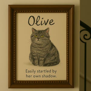Custom Cat Portrait Cute Cat Poster Personalized Badly Drawn Pet Art Cat Lover Gift Hand Drawn Cat Wall Art Cat Pet Loss Gift Funny Cat