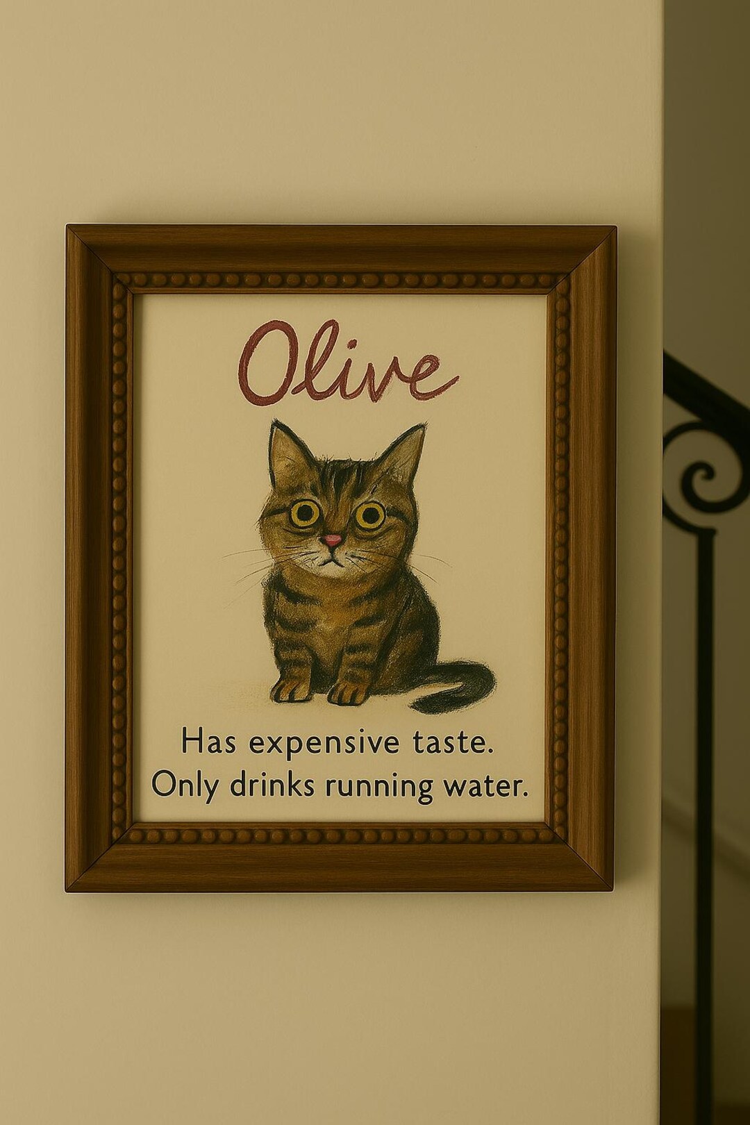 Custom Cat Portrait Cute Cat Poster Personalized Badly Drawn Pet Art ...