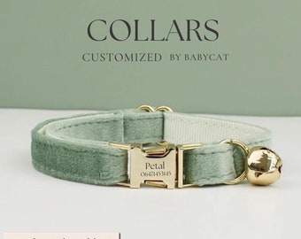 Collare verde per gatti con papillon e campanellino, collare personalizzato per gattini, targhetta identificativa per gatti, targhetta con il nome del gatto, collare personalizzato per cani e gatti di piccola taglia, regalo per animali domestici per matrimoni.