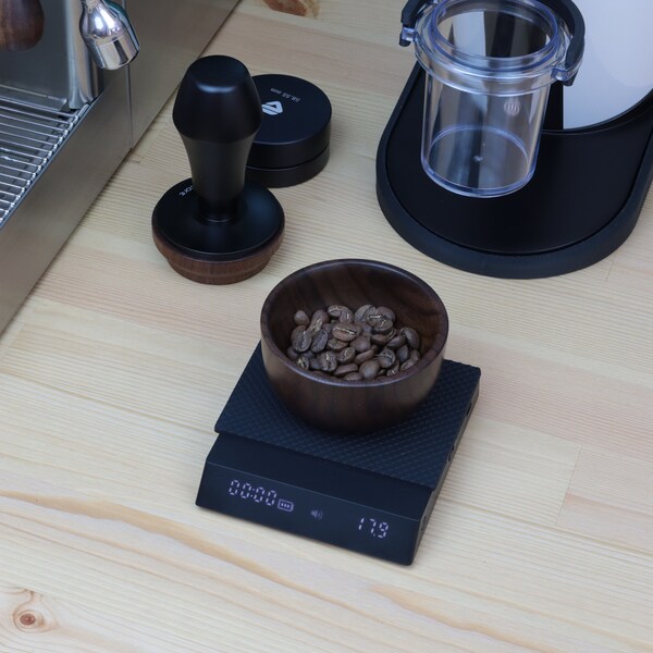 Black Ceramic Coffee Dosing Cup/Tray - Single Dose Scoop For Beans & Loose Tea