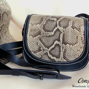 Leather Women&#39;s Bag with Python Leather application  &quot;Cleopatra&quot;