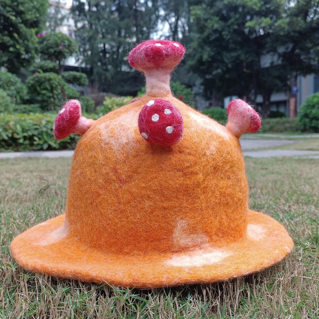 Orange Mushroom Wool Hat, Red Mushroom Wool Hat, Cartoon Wool Hat, Cute