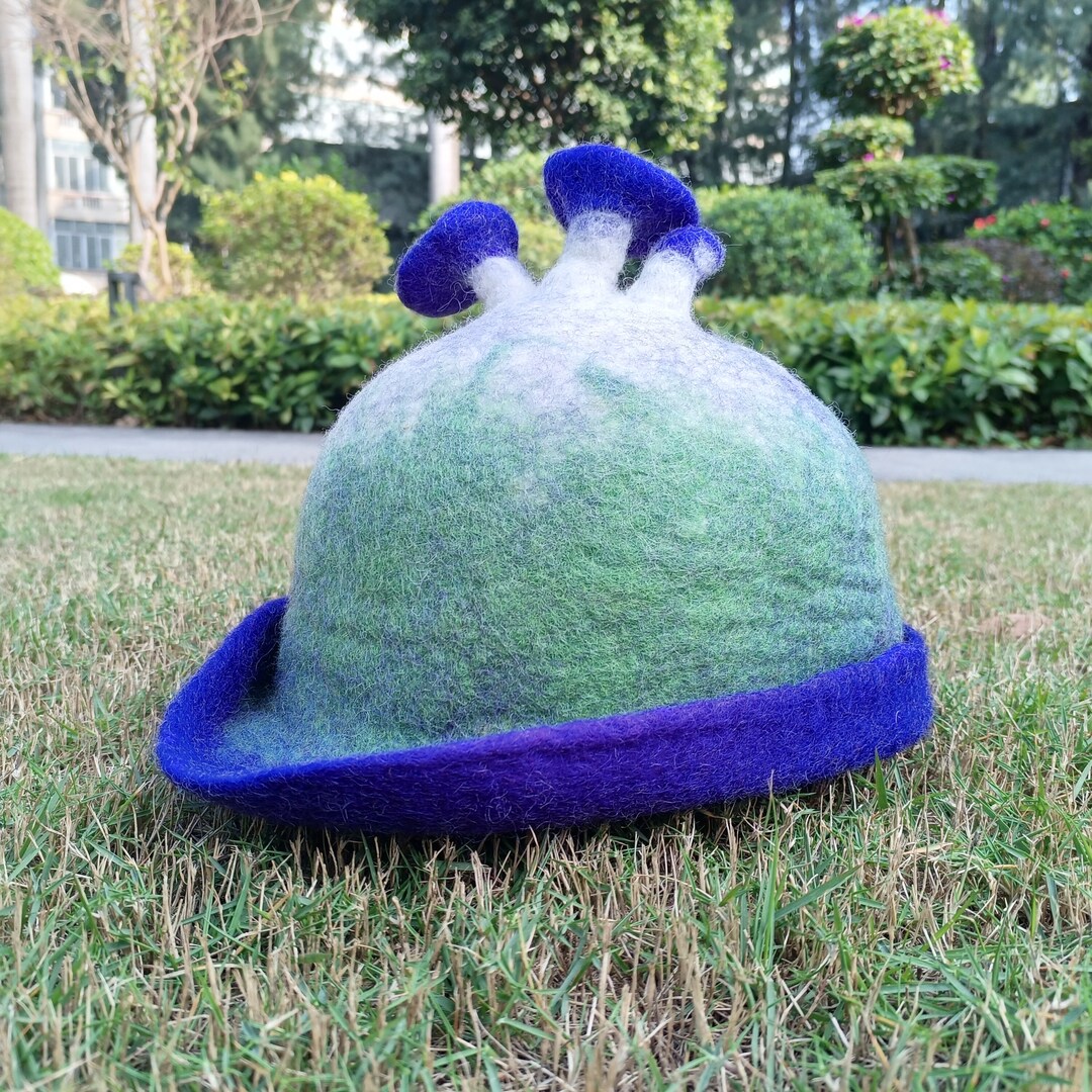 Purple Wool Hat, Cartoon Mushroom Wool Hat, Cute Wool Hat, Handmade