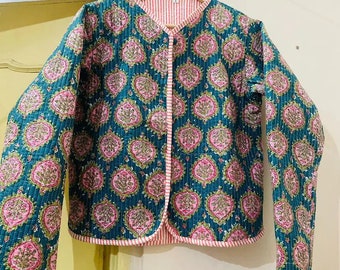 Vintage Handmade floral Quilted Patchwork Jacket• Women winter summer short jacket • Boho Jacket, Spring Jacket, Kimono Jacket, Gift for Her