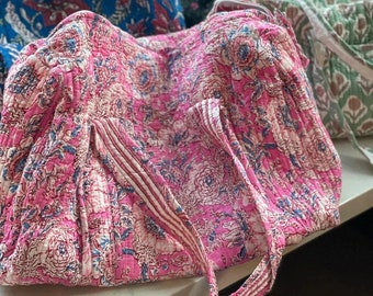 Vintage Boho Weekender bag| Quilted Floral overnight travel bag| Beach Duffel Bag with Zipper| Hand Luggage shoulder Weekender Bag Women|