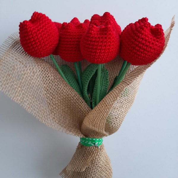 Digital Pattern: Crochet Tulip Pattern, Crochet Flower Pattern, PDF Pattern, Crochet Pattern for Beginners