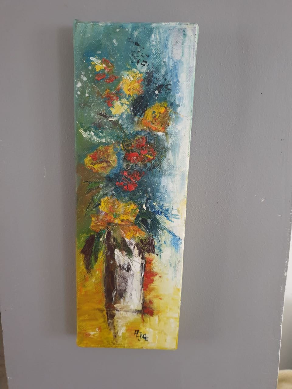 Etsy - Peinturesaljoce Bleu Peinture À L'huile Peint Au Couteau Sur Toile, Bouquet De Printemps