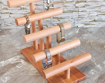 Elegant Beechwood Bracelet & Jewelry Organizer - Handcrafted, Aesthetic, and Functional Storage Solution for Your Precious Collections