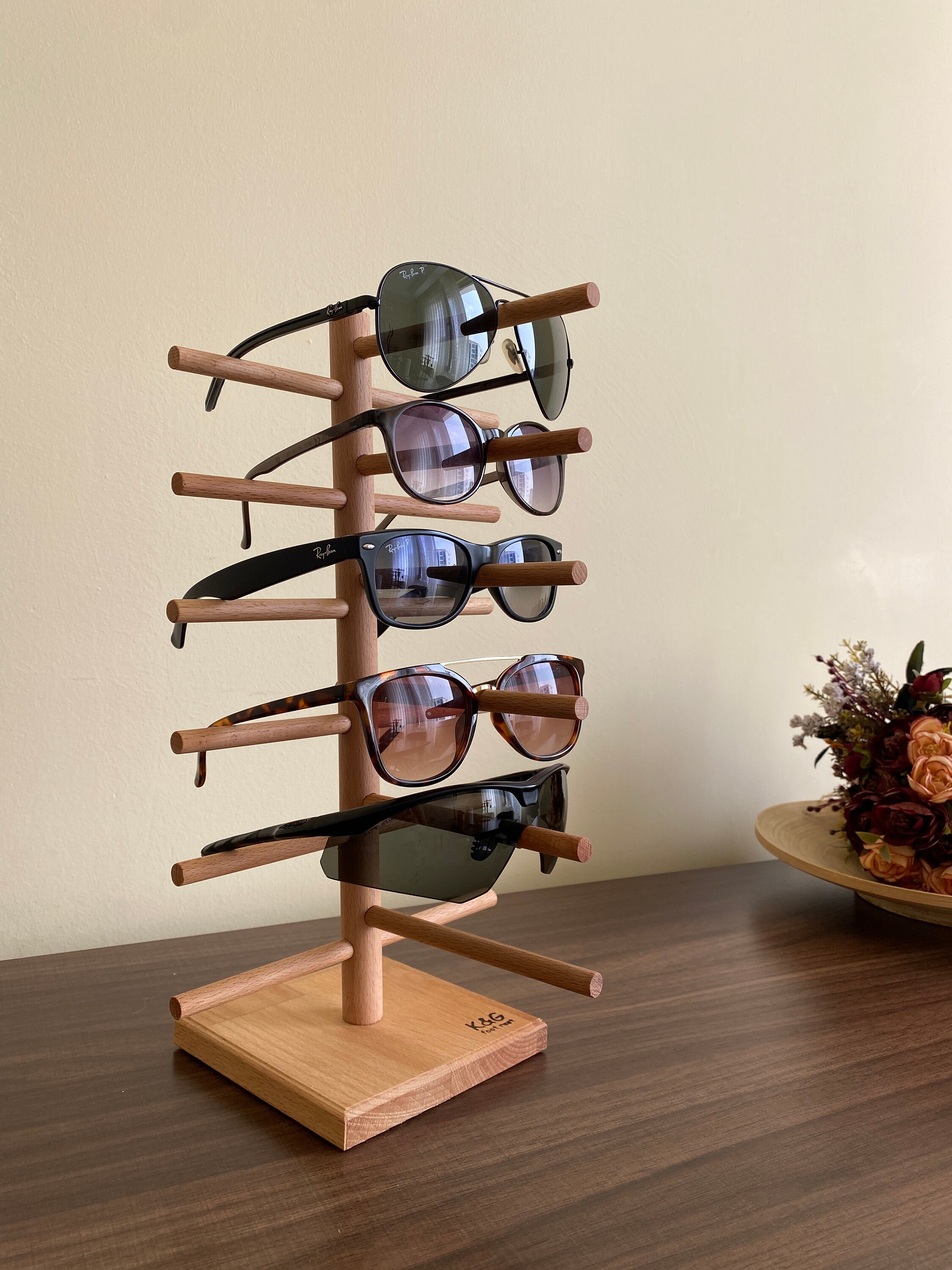 Walnut Single Glasses Holder, Eye Glasses Stand, Sunglasses Stand, Desk  Organizer, Office Accessory 