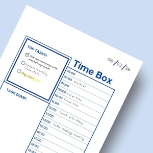 Daily Time Block Planner — Printable Productivity PDF