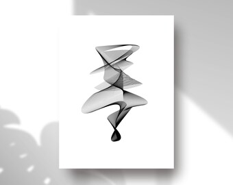 Abstract Black and White Minimalist Line Art Print – Modern Printable Digital Download