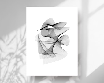 Abstract Art Print: Minimalist Black and White line art (Digital Download)