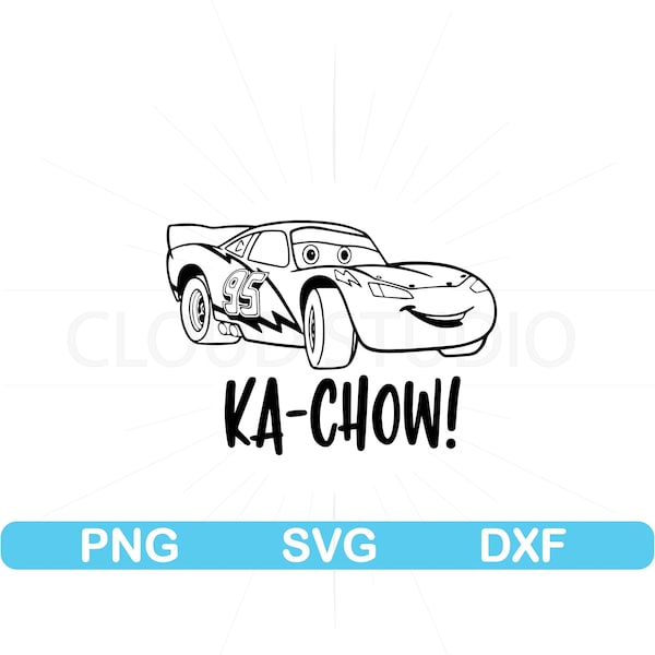 Ka Chow Svg, Disneyy Cars Svg, Lightning McQueen Svg, Birthday Gift, Children's Favorite Character, Disneyy Cars Birthday Svg