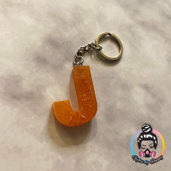 Buchstabe J Orange Style Handgefertigter Schlüsselanhänger aus Resin für  Sie. Personalisierte Geschenke Initialen Alphabet Zahlen Schlüsselanhänger  -  Österreich