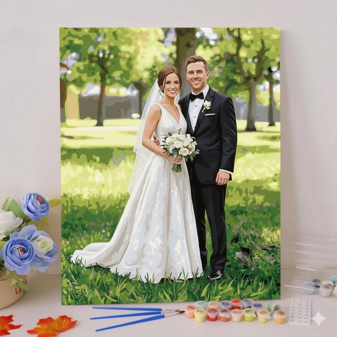 Couples Paint by Number Personalized Custom Photo Canvas Art for Adults ...