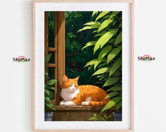 Paint by Numbers Kits Orange Tabby Cat Relaxing On A Weathered Window Sill