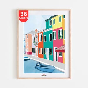 Colorful Burano Canal Houses | Paint by Numbers Kit | DIY Venetian Art | Vibrant Home Decor