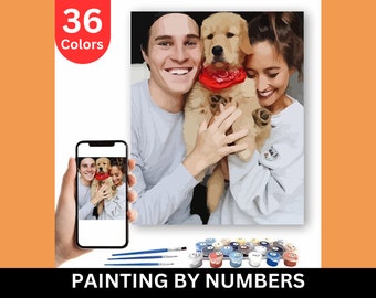 Personalised Paint by Numbers, Custom Paint by Numbers Kit, DIY Paint by Numbers Kits, Adult Beginners, Drawing Canvas with Brushes, Acrylic