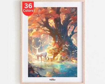 Autumn Stag Paint by Numbers Kit – DIY Adult Painting