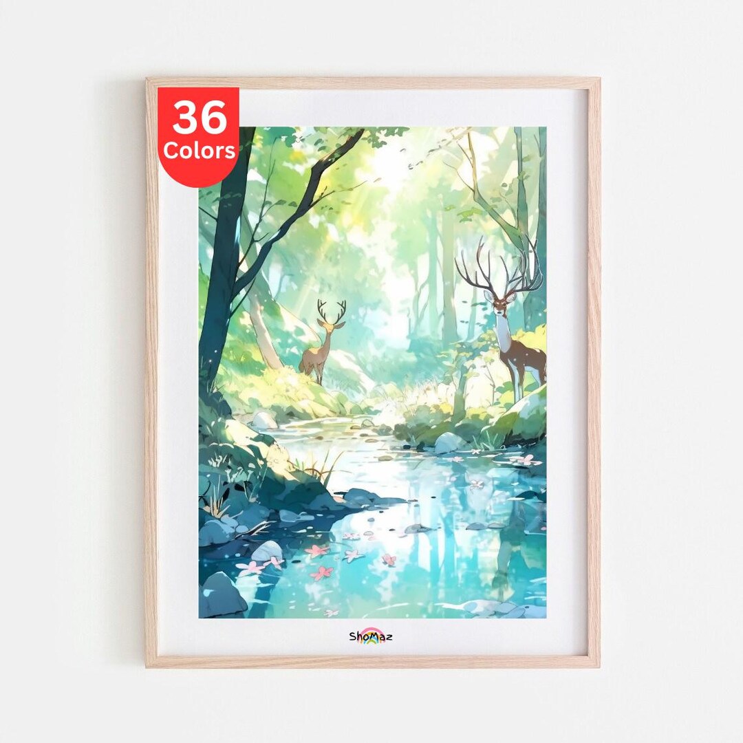 Deer in Sunlit Forest Paint by Numbers Kit – DIY Adult Painting - Etsy