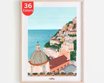 Positano Paint by Numbers Kit | DIY Coastal Landscape Art