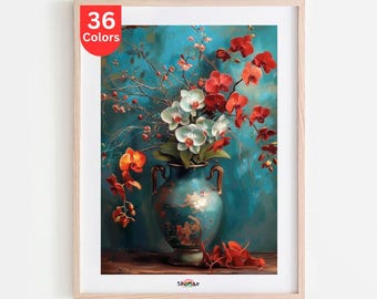 Orchid Paint by Numbers Kit: DIY Floral Art Home Decor