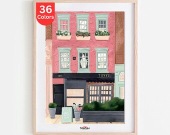 DIY Paint by Numbers Kit: Cozy Cafe Street Scene Art
