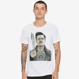 Koszulka z nadrukiem Aldo Raine Inglourious Basterds Art, koszulka z filmu Quentin Tarantino, rozmiary męskie i damskie (bf-131)
