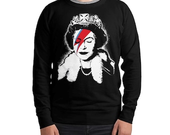 Ziggy Stardust Queen Elizabeth II Sweatshirt, David Bowie Inspired Hoodie