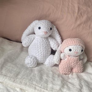 White Crochet Bunny Plush - Handmade Amigurumi Rabbit - Soft Stuffed Animal - Medium Size Bunny Plushie - Cute Gift For Kids & Bunny Lovers