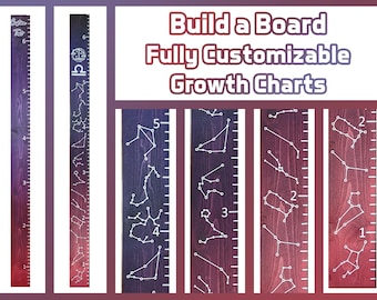 Constellations, Growth chart, build your own board, personalized wood & 3D printed