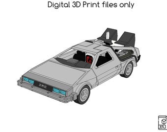STL - DeLorean magnetisk pusselbil