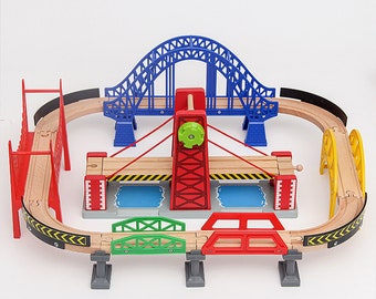 Wooden Toy Bridge Track, Children's Toy Track Accessories,Train Parts Bulk Track,Compatible with Major Train Brands,Children's Birthday Gift