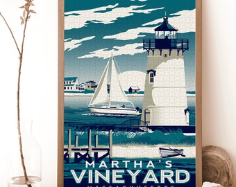 Martha'S Vineyard Creative Puzzle|Massachusetts Wooden Puzzle|1000 Pcs Retro Wooden Jigsaw Puzzle|Family Game Time|Wall Decor Jigsaw Puzzle