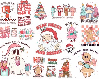 Retro Christmas png Bundle, pink Christmas png, pink christmas png bundle, christmas shirt design, christmas bundle ,pink santa png
